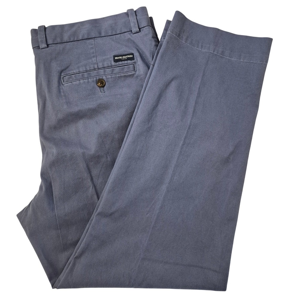 Brooks Brothers Clark Fit Chino Pants Mens 38/30(29) Blue Stretch Cotton Khakis